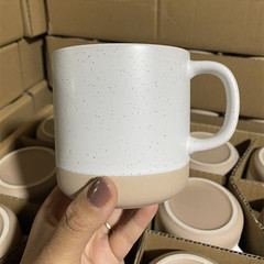 卸売 マット光沢カラーブロック星柄セラミックカップ セラミックマグカップ ロゴ印刷可能 家庭用マグカップ