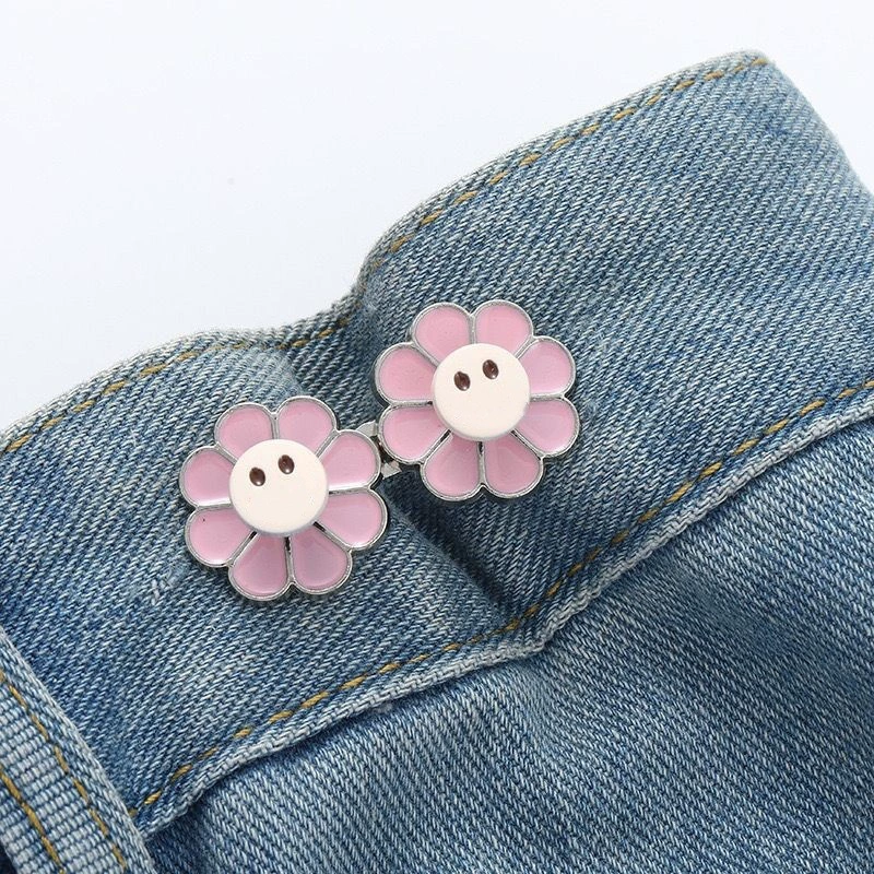 Nail-Free Removable Waist Buckle Pair, Flat-Bottom Seamless Buttons for Pants & Skirts, Assorted Designs