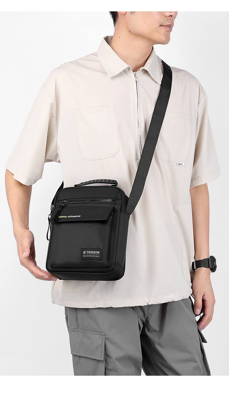 Men's large-capacity bag, nylon fabric single-shoulder bag, new business commuting crossbody bag, vertical small bag, hand-held men's bag undefined