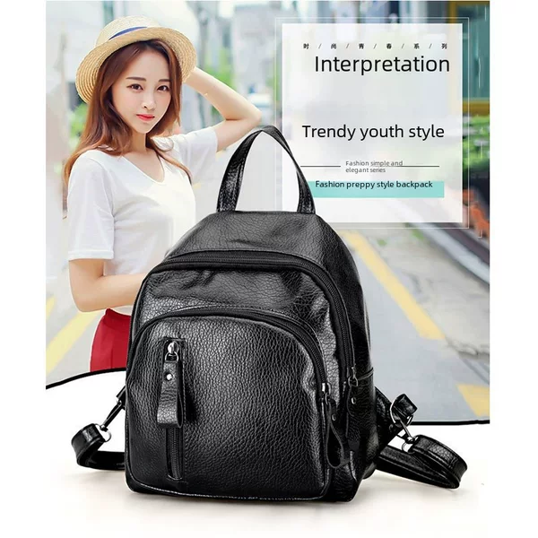 Solid Color Backpack Small Backpack New Casual Women's Bag Foreign Trade Cross-border Simple Fashion Women's Backpack