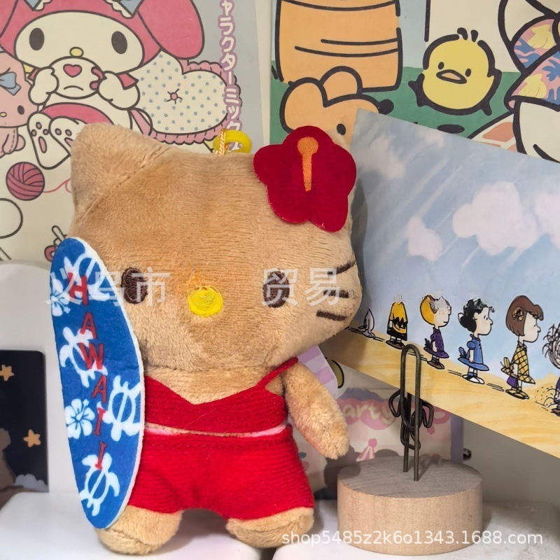 黑色草帽kitty帽宝宝挂件爱心扣公仔玩偶可爱赫本风挂饰钥匙扣|undefined