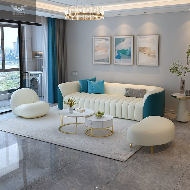 Sala de estar nórdica moderna de lujo ligero sofá red sofá pequeño sofá mesa de té combinación simple tecnología sofá de tela