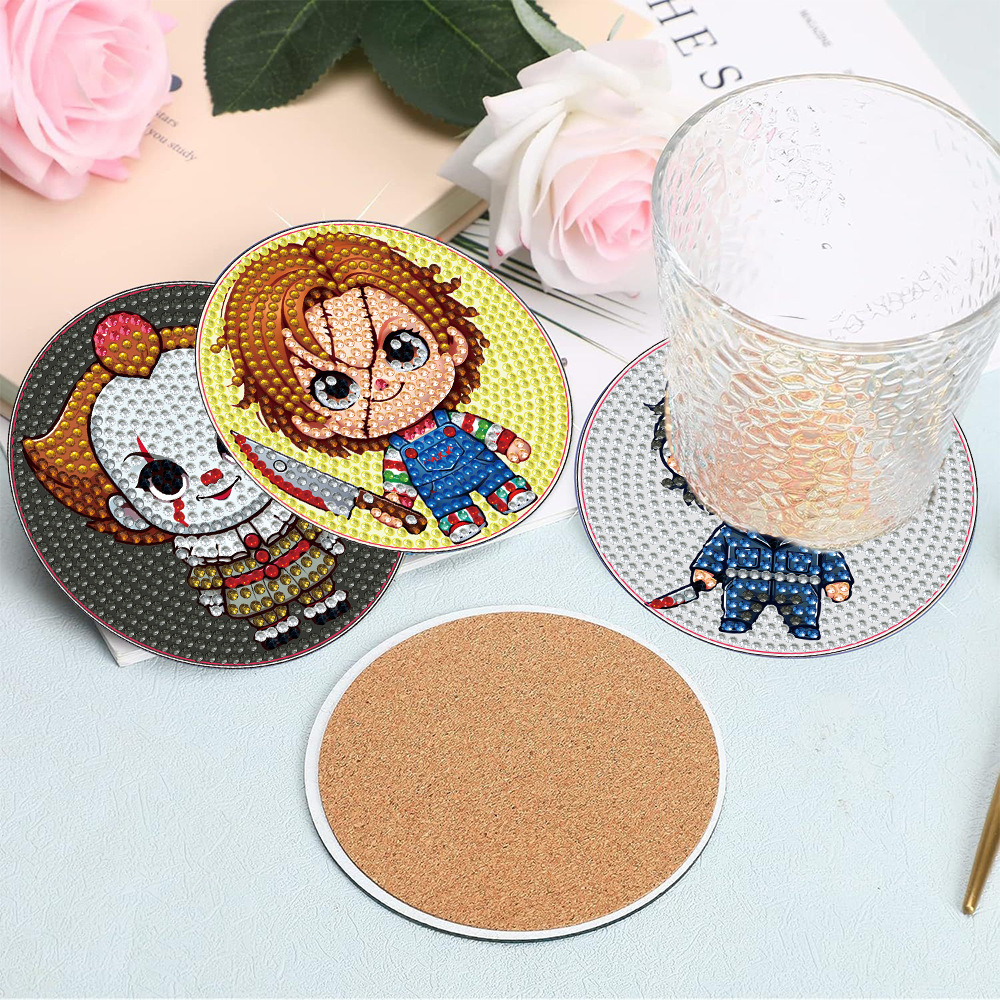 Novedad transfronteriza Amazon: Tapete de aislamiento térmico DIY para el hogar con pintura de diamantes, diseño de Halloween, con diamantes completos, hecho a mano, arte de pegatinas de diamantes.