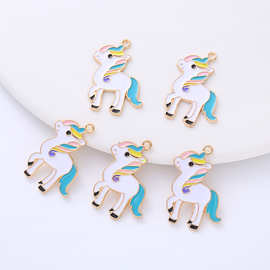 跨境爆款小马驹diy项链手链挂件饰品配件电镀合金滴油小新清DIY