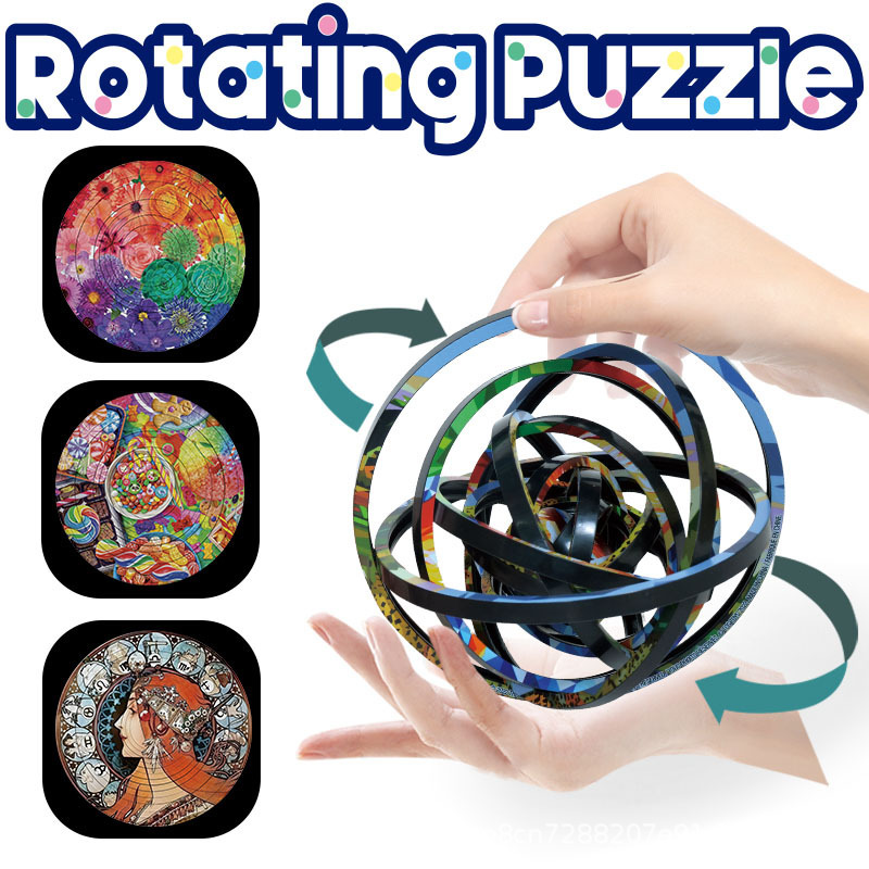 跨境爆款Rotating puzzle旋转拼图益智解压3D立体翻转拼图玩具