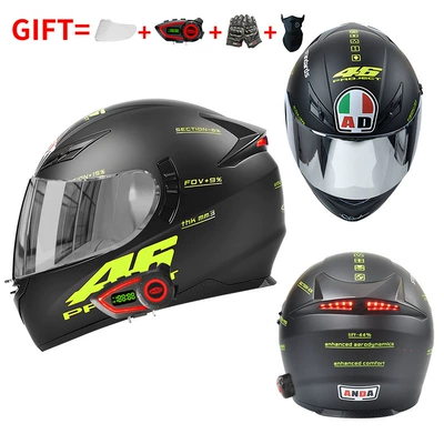 Motosiklet kaskı (dəbilqə) – Safe for Men and Women - bluetooth-model-matte-black-46-silver-plated-mirror-high-definition-mirror-m55-56-head-circumference