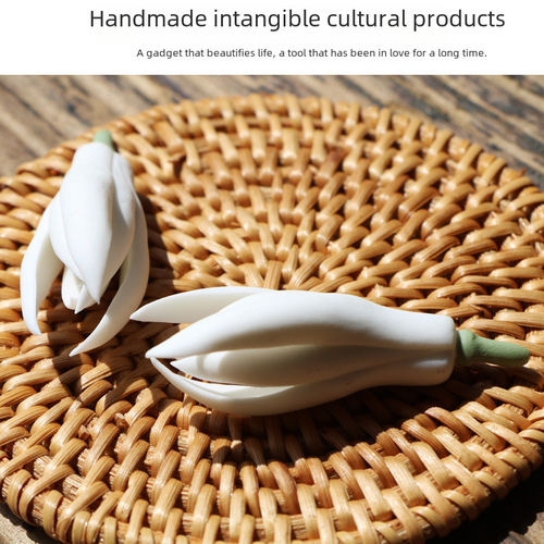 Handmade Clay Magnolia Creative Tea Ceremony Tea Set Decor Accessories Zen Pen Holder Pen Stand Small Ornament