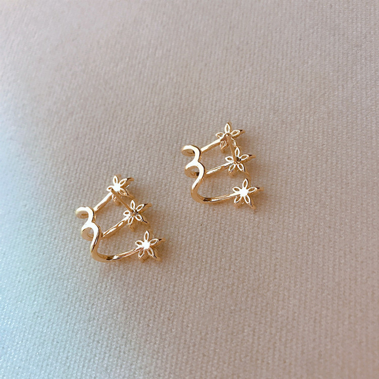 Fashion Simple Style Flower Copper Earrings Flowers Inlaid Zircon Zircon Copper Earrings display picture 6