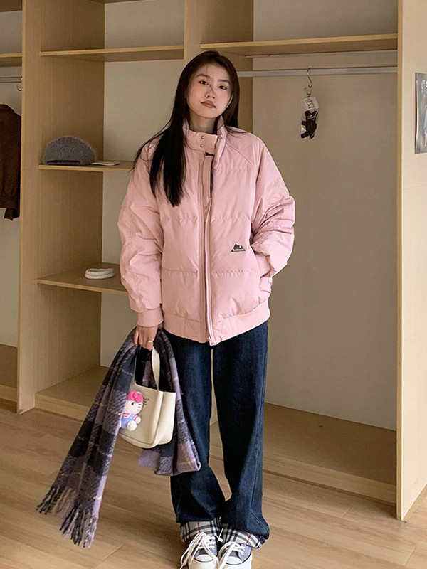 橘子树在哪儿立领羽绒棉服女冬季纯色百搭中性风宽松保暖情侣外套|undefined
