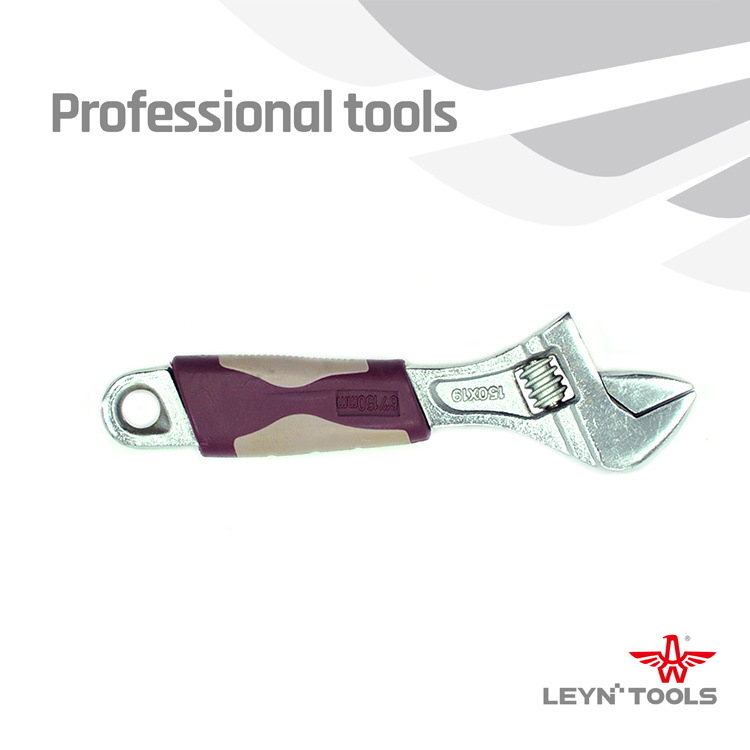 双色塑柄镀镍活动扳手8-16厂家直销 采用45钢加厚