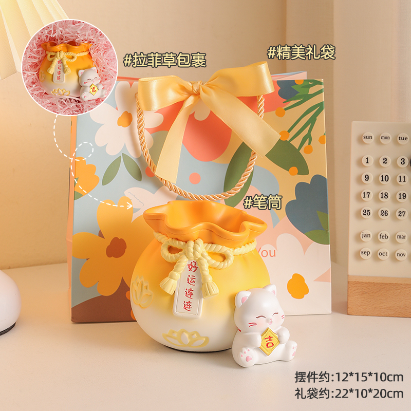 创意猫咪手机支架摆件可爱办公桌面工位装饰解压生日礼物女生绢花|undefined