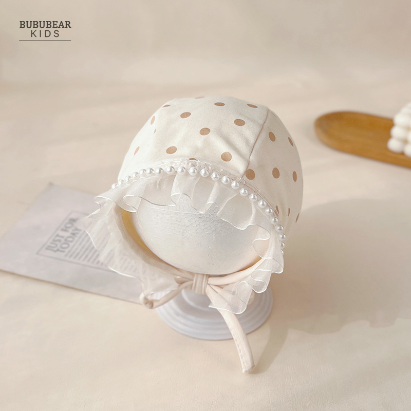 Sombrero de bebé de primavera y otoño princesa delgada gorro de oído de aire extranjero bebé primavera y verano encaje sombrero de corte pequeño mes sombrero de embarazo