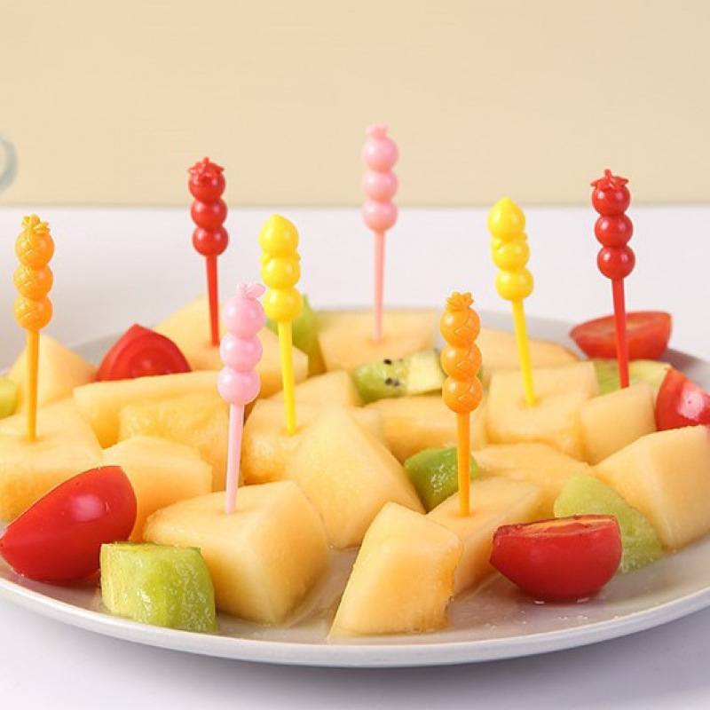 Japón hogar dibujos animados horquilla de fruta creativa para niños animales lindos horquilla de fruta de plástico set Bento stick