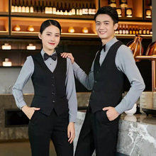 酒店餐厅咖啡厅服务员工作服长袖衬衫马甲酒吧KTV前台吧台工装女