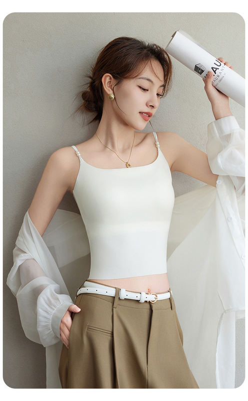 新款吊带背心女一体内搭自带胸垫上衣2025夏春季外穿凉感美背打底|undefined