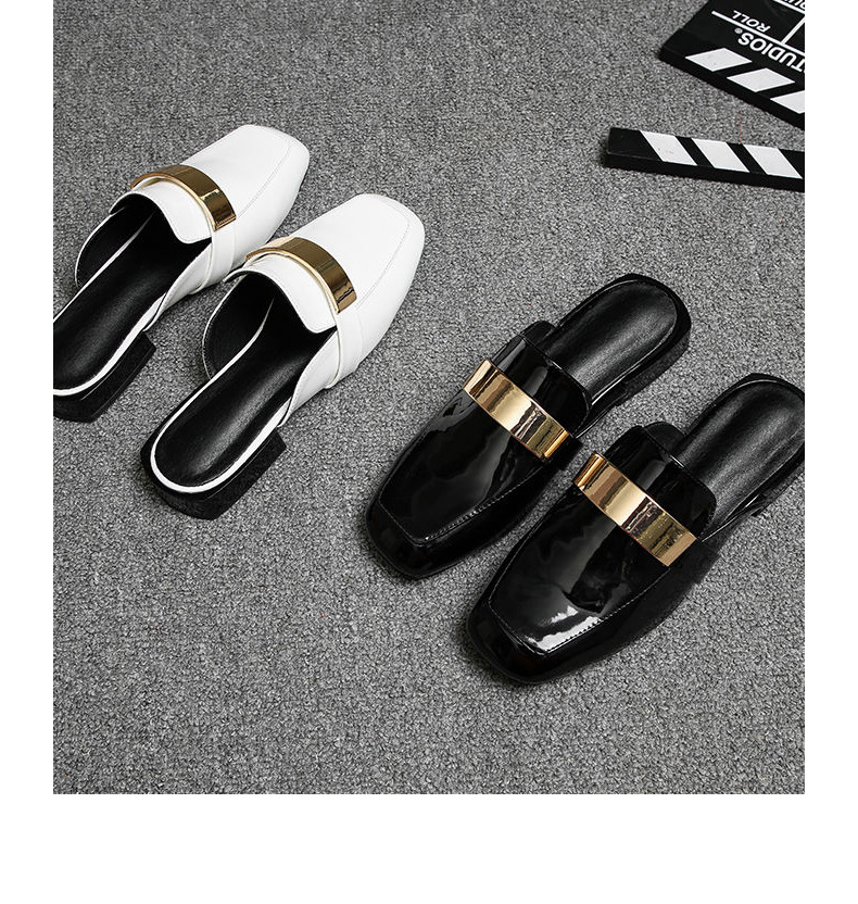 Elegant Women's Loafers With Metal Buckle And Thick Heel Style_voghion.com
