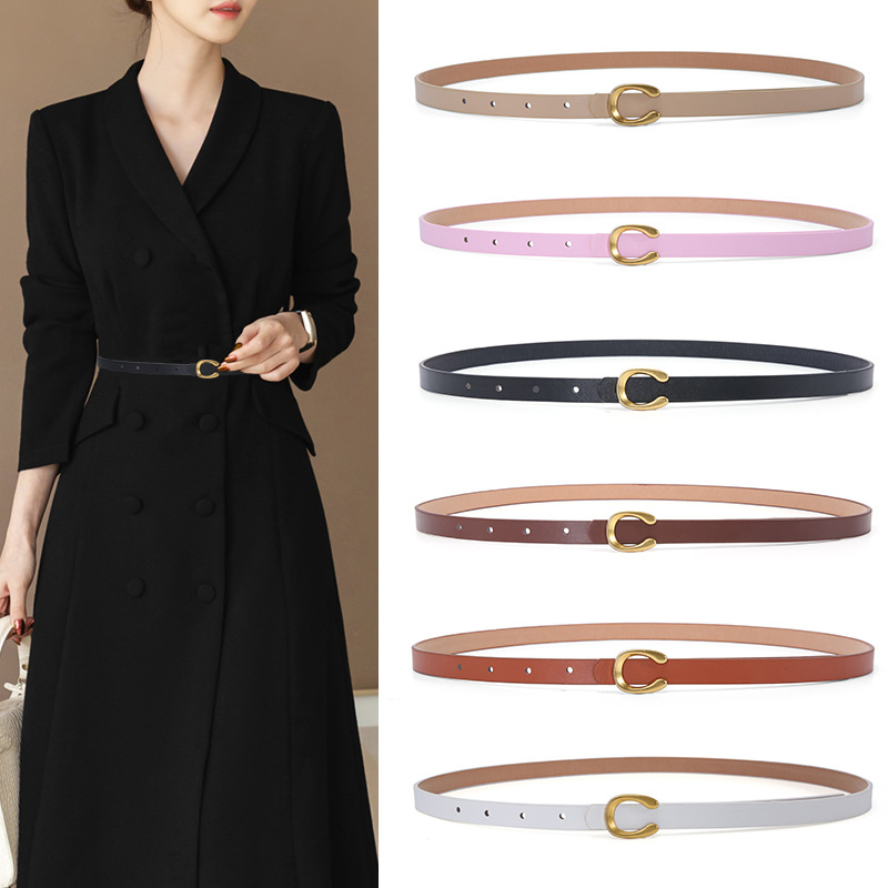 新款女士皮带字母C韩版连衣裙牛仔裤PU女士细腰带厂家现货批发