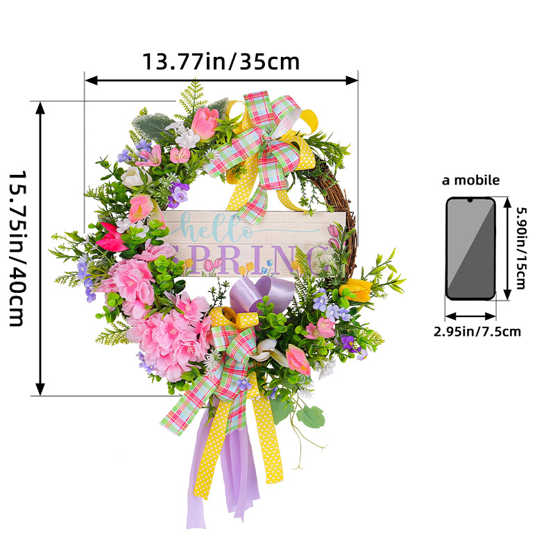 Primavera de primavera Tarjeta de madera seca Garland 2024 nuevo color cinta arco Garland centro comercial decoración de la ventana