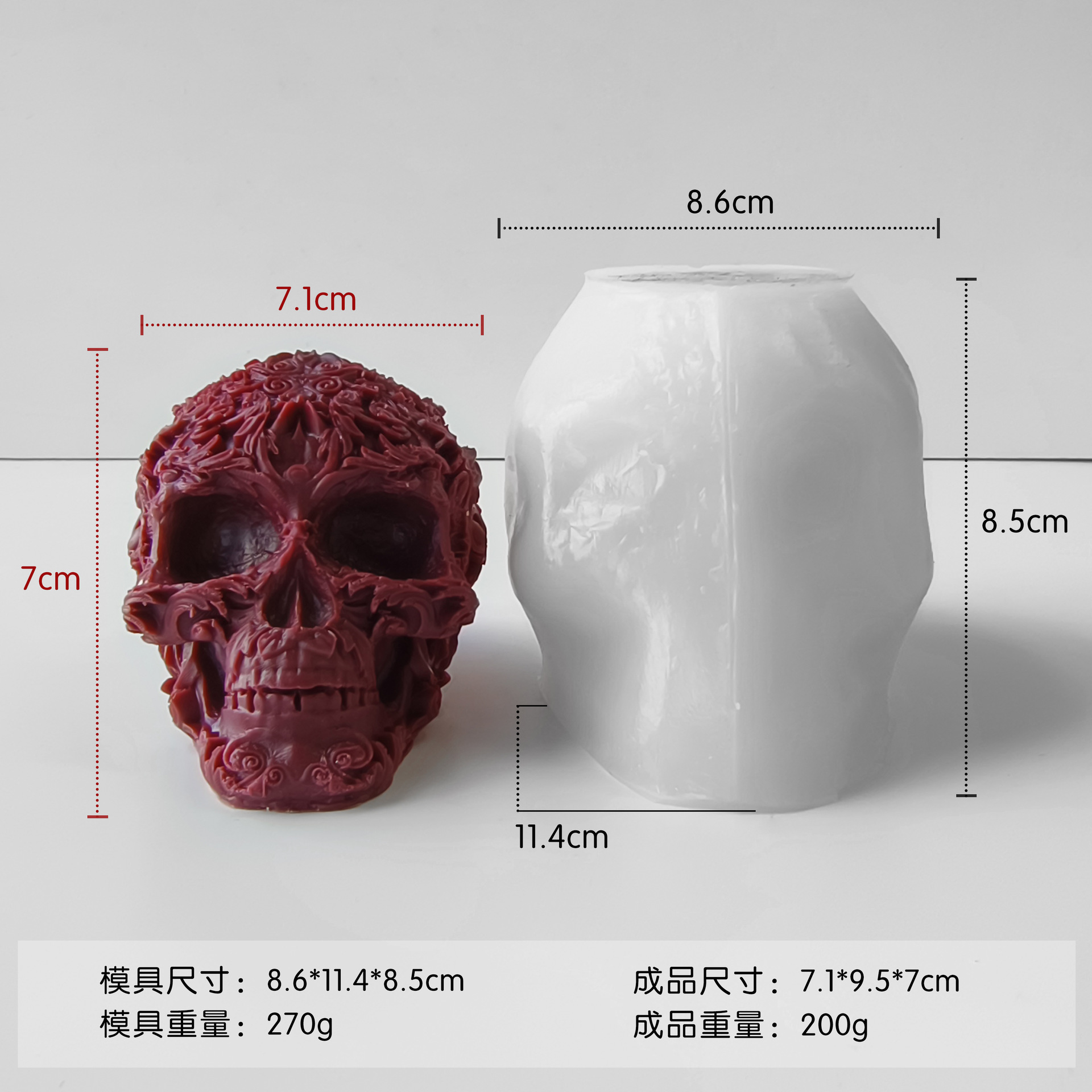 Jiahuimei Calavera de Halloween Aromaterapia Molde Vela DIY Vela de yeso de Pascua Abrasivo de silicona