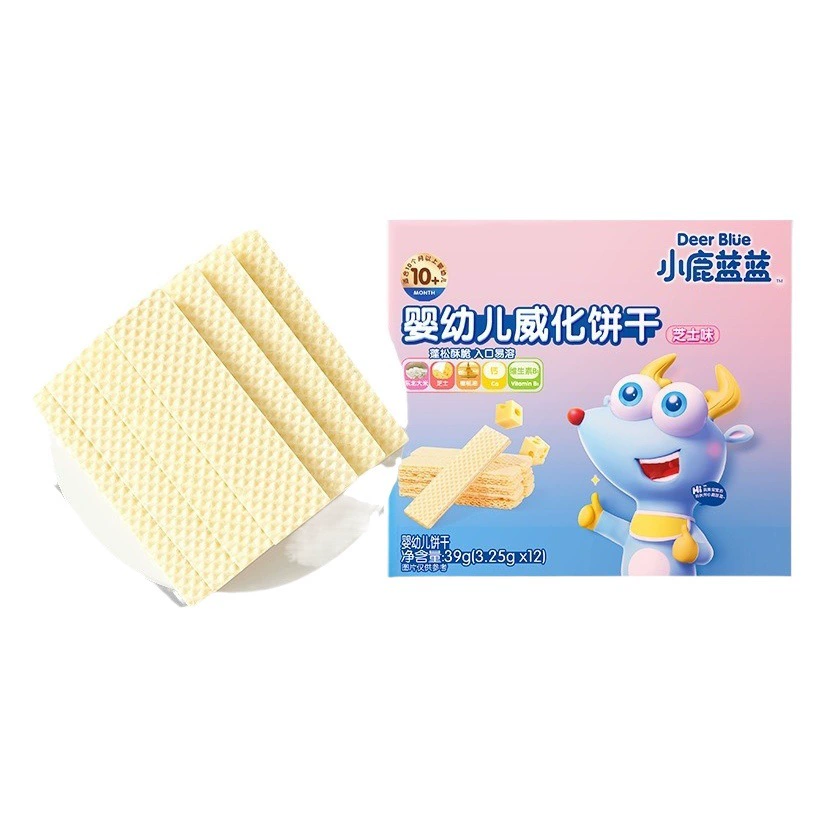 Официальные оригинальные вафельные печенья Little Deer Blue для младенцев и малышей от 10 месяцев, включают рецепты приготовления дополнительного питания.