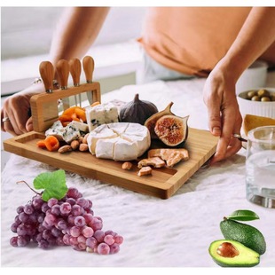 in stock bamboo cutting board bread fruit cutting Amazon butter cutting board cheese board knife and fork four-piece set