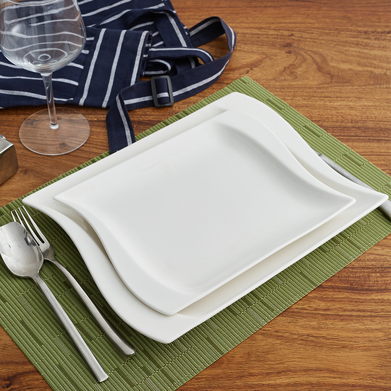 Plato de cerámica estilo occidental, serie Corner, para sopa, pasta, bistec, ensalada.