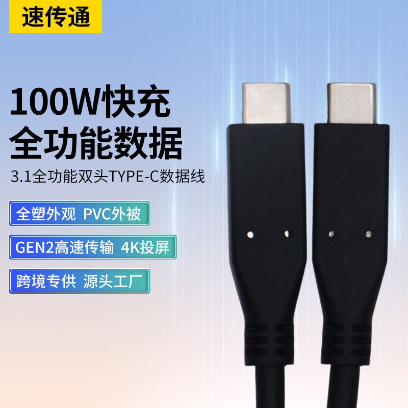デュアル Type-C データケーブル USB3.2Gen2 高速伝送 100W 急速充電 4K スクリーン投影ディスプレイ延長ケーブル|undefined
