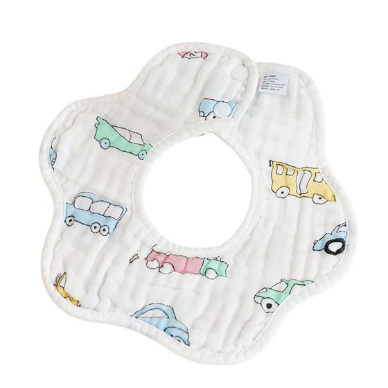 Cotton gauze petal bib saliva towel cotton gauze Four Seasons baby 360 degree bib six layers baby spit milk