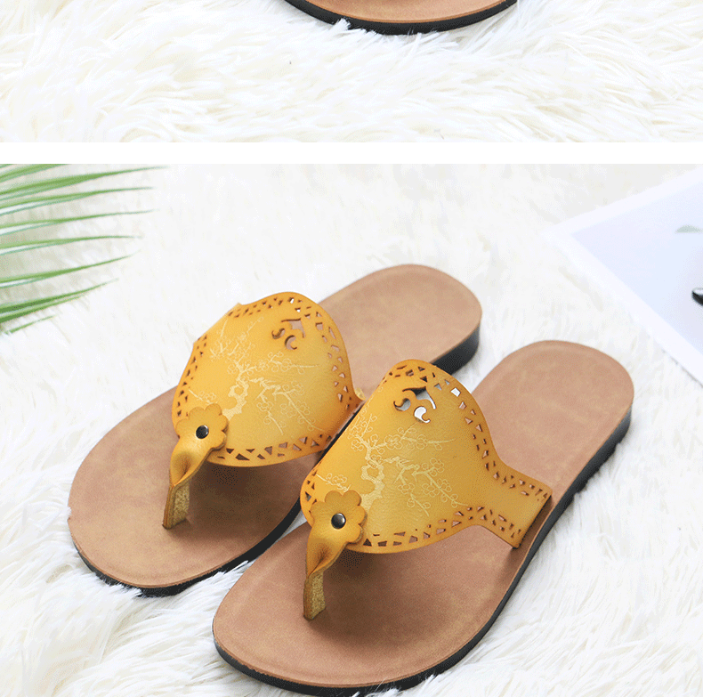 Dép sandal nữ quai ngang da PU mũi hở, đế bằng chống trượt, thoáng khí đi biển và đi trong nhà — màu vàng, màu xanh nhạt, màu xanh đậm, màu đỏ chi tiết 12