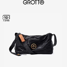 GROTT各乐黑石包经典植鞣绵羊皮大容量单肩斜挎软包通勤包箭头包