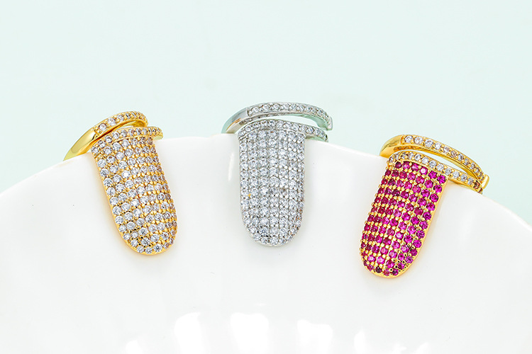 Unisex Gender Wholesale Jewelry Simple Nail Shape Copper Micro-inlaid Zircon Ring Nihaojewelry
