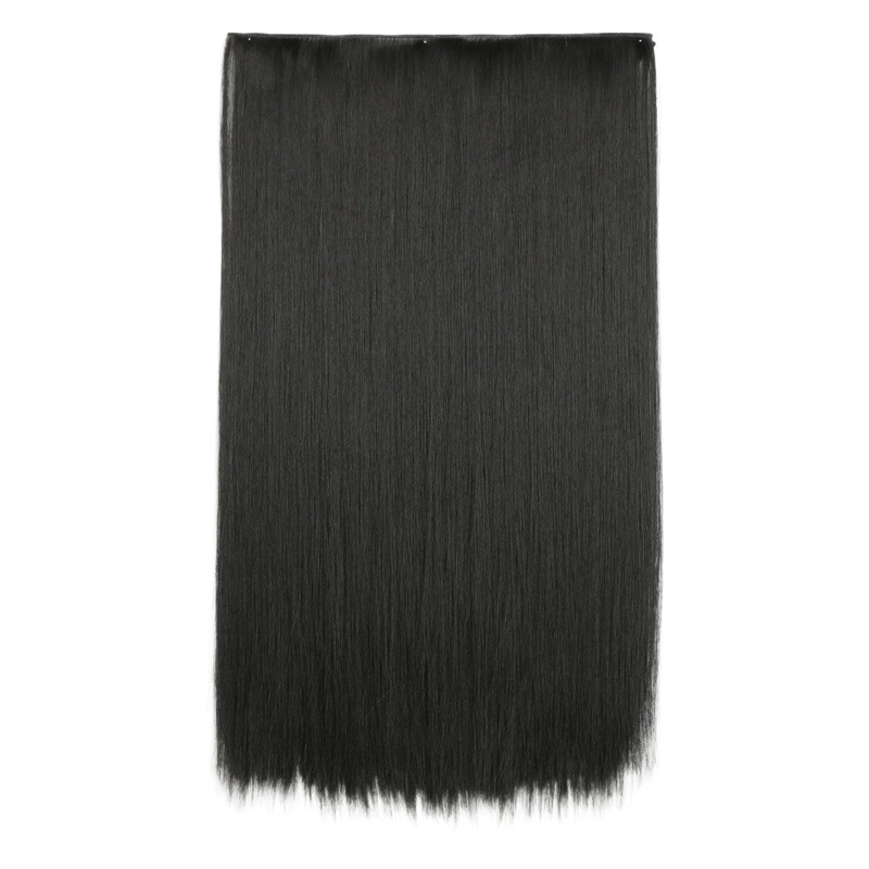 Venta al por mayor de fábrica engrosada de una pieza de cinco tarjetas de 70cm de largo Peluca de pelo recto simulación mate de alta temperatura de seda pieza de pelo recto