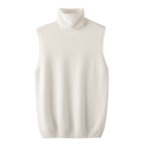 24 Autumn New Pile Collar Elegant Sleeveless Wool Vest Women's First-Line Garments Seamless Loose Stacked Walls