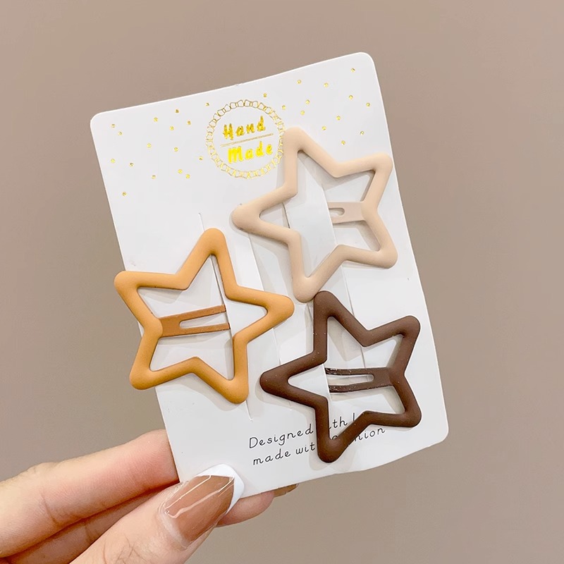 Clip de flequillo de color café con leche, pinza para el cabello estrella, prensa, accesorios para el cabello para mujer 2025, accesorios para el cabello, clips para cabello roto, clips laterales, clips bb