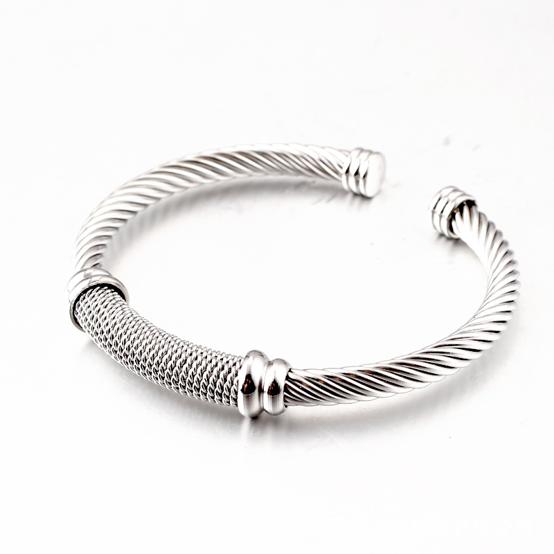 Fashion C Shape Stainless Steel Plating Bangle display picture 4