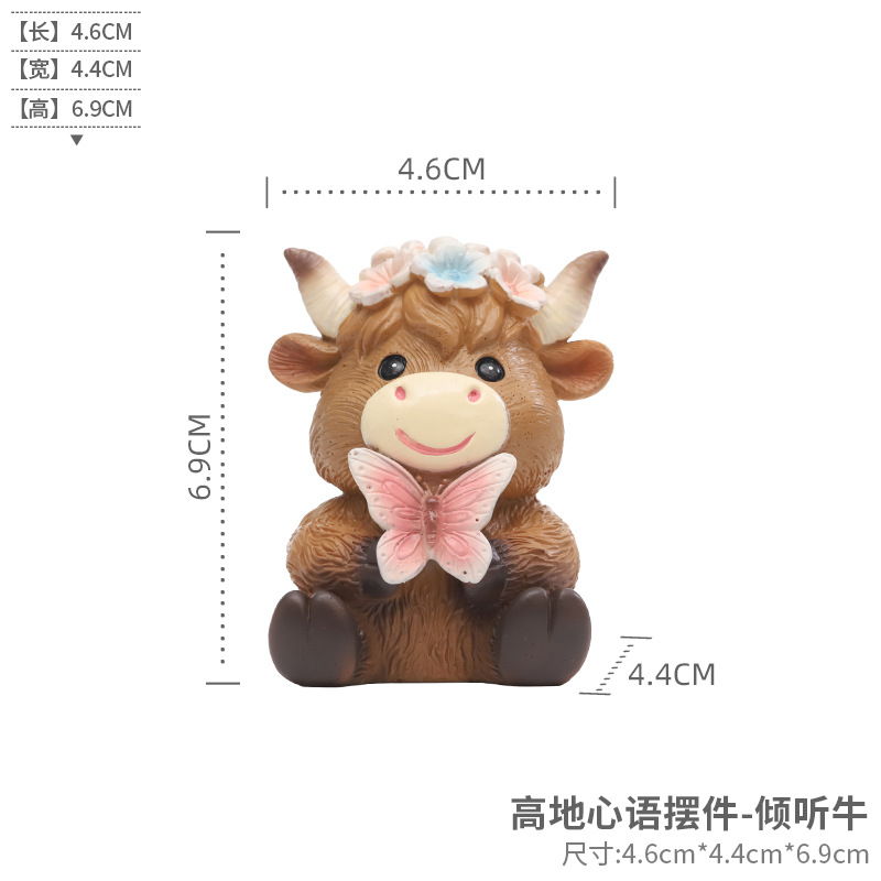 Comercio exterior transfronterizo Highland Niu Dibujos animados Jardinería de resina Decoración de paisaje Decoración de jardín Escenografía Scottish Vaca