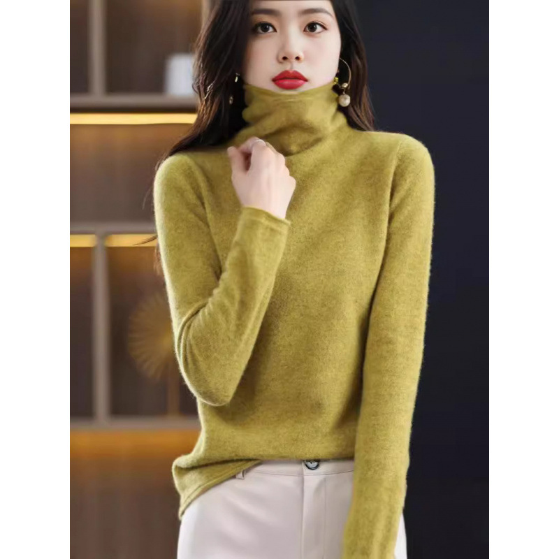 Live explosions 100 sweater women's curling pile collar sweater loose high collar base sweater autumn and winter