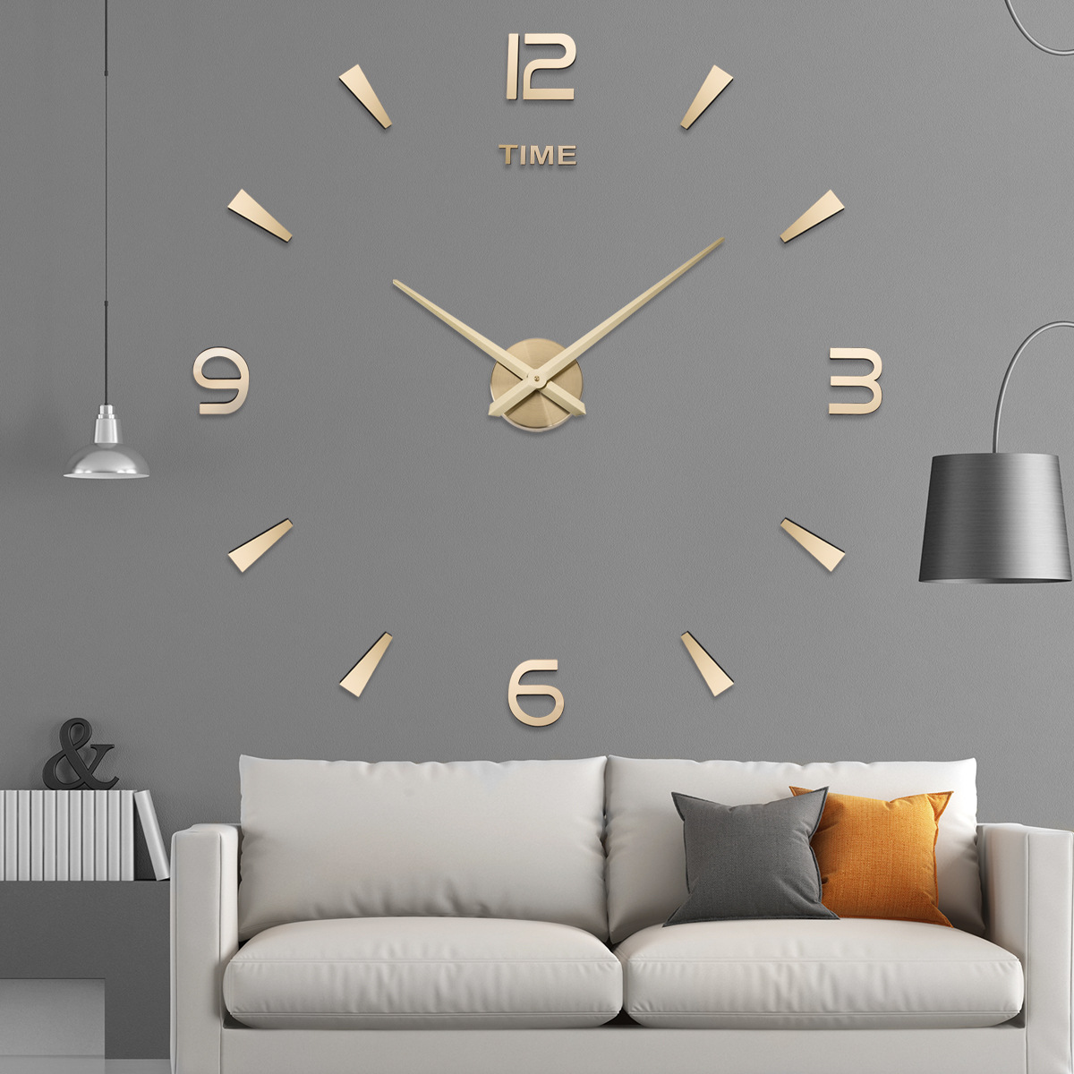 Reloj de sala de estar Amazon creativo DIY etiqueta de la pared reloj 3D tridimensional europeo simple gran reloj de pared sala de estar Reloj de pared de estudio