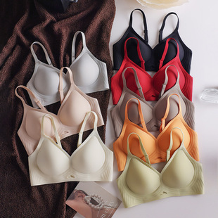 Fashion new soft support small chest gathered underwear women's deep V non-magnetic no steel ring women's bra manufacturers wholesale
