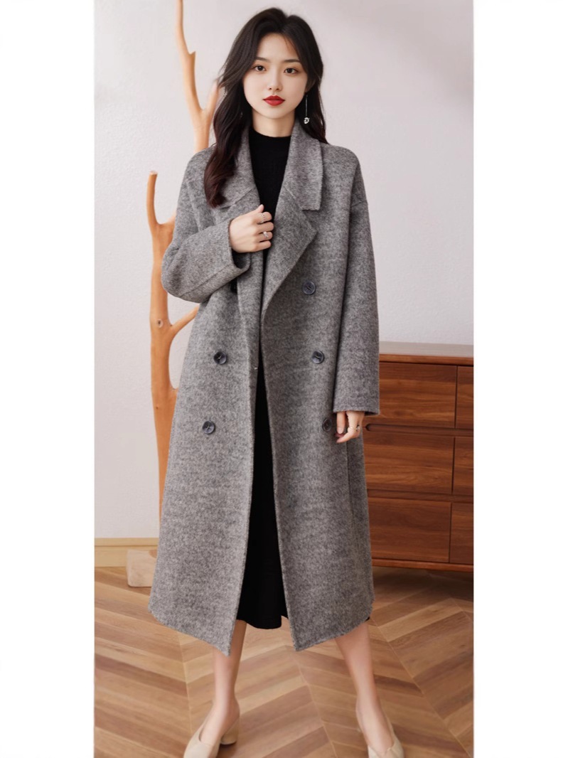 Demi-season double-sided woolen coat