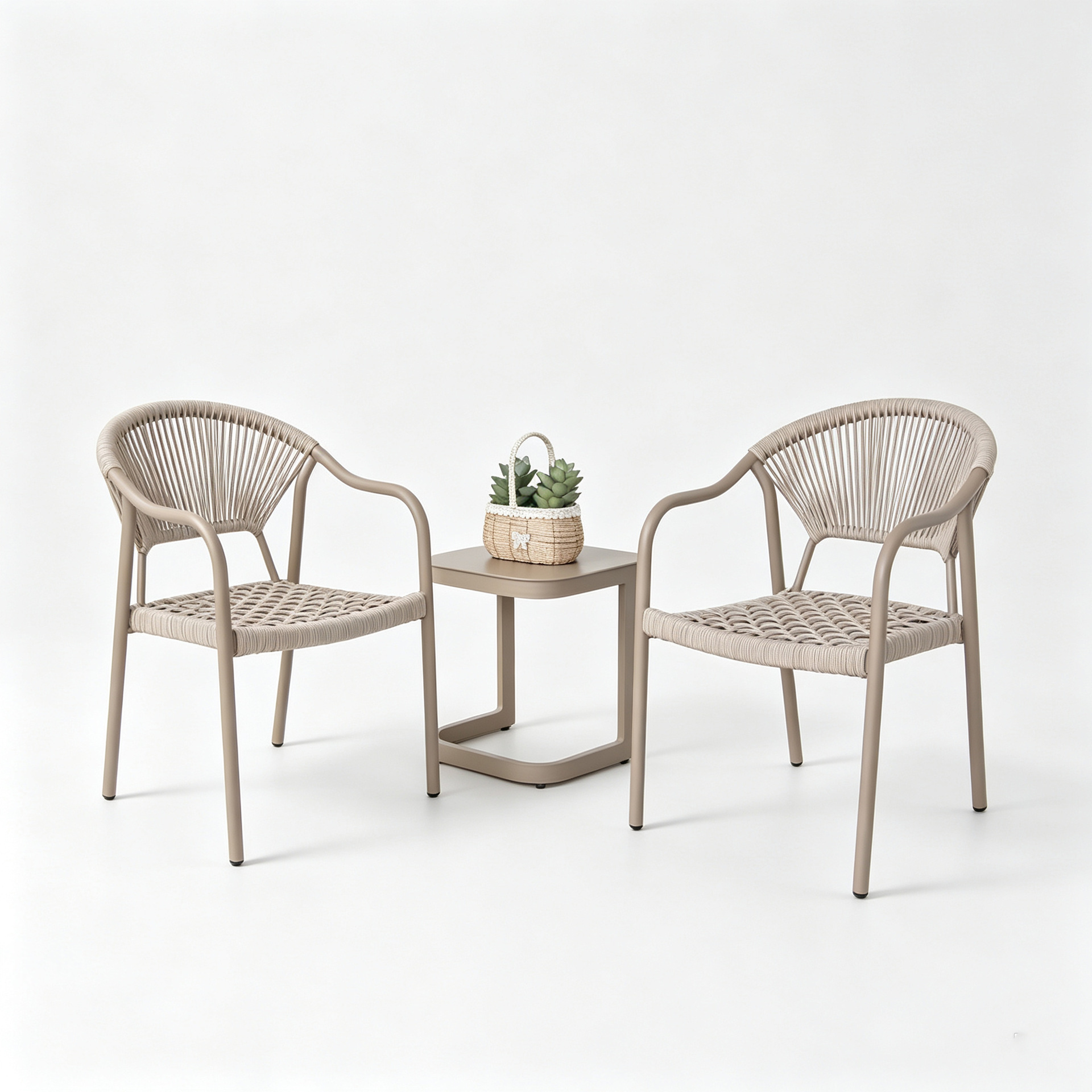 Juego de mesa de centro redonda nórdica para exteriores, mesa de negociación, mesa de centro de ratán para patio/balcón, muebles pequeños para hotel, muebles de ocio impermeables.