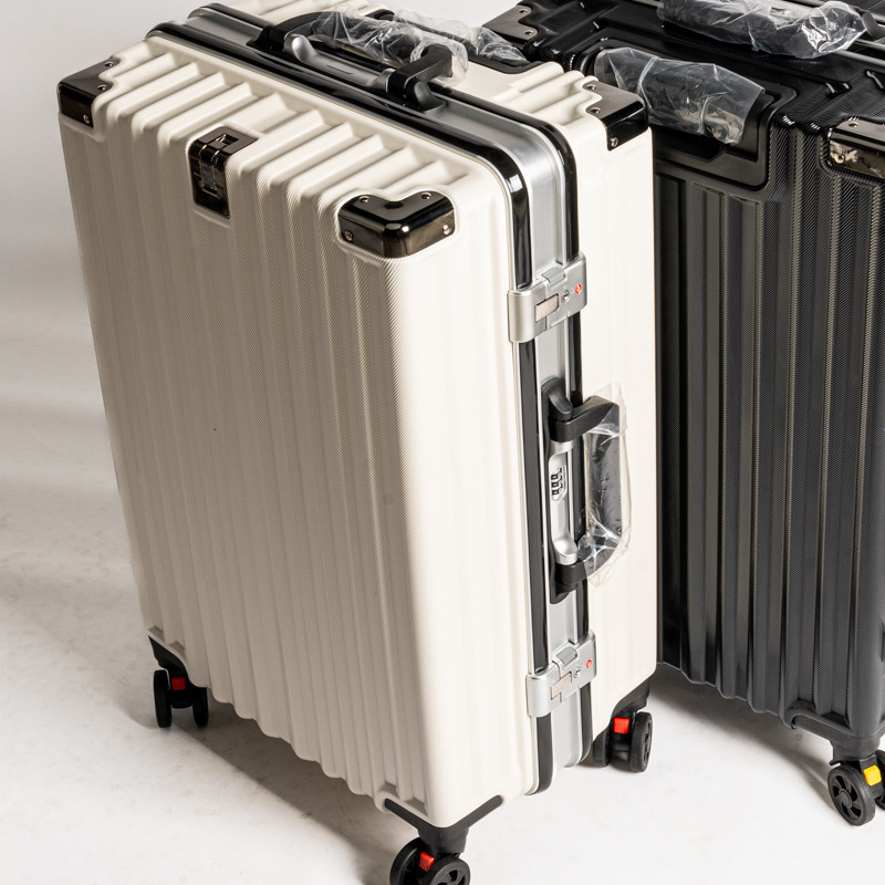 Luggage Suitcase with Aluminum Frame, Travel Suitcase with Universal Wheels, 24-Inch for Female Students, 26-Inch Trendy Password Lock Leather Suitcase, Carry-On Suitcase