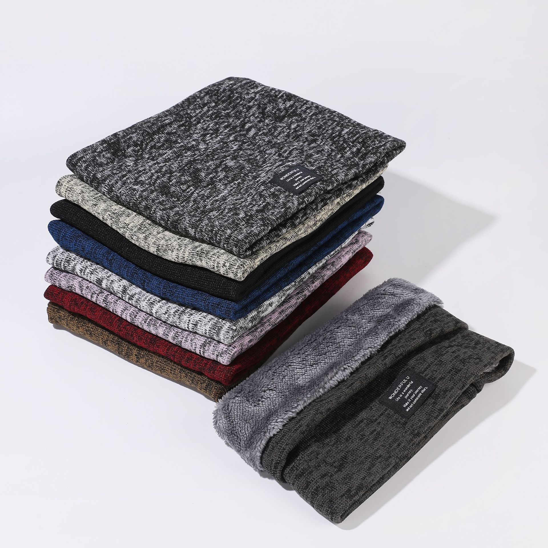 크로스보더 겨울 남성용 니트 스카프 야외 방한 사이클링 플러스 벨벳 스카프 여성용 새로운 목 커버 세련되고 다재다능