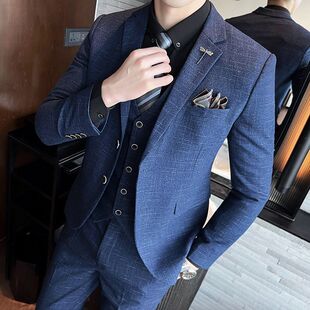 Suit Suit Men's Korean Style High-End Business Slim Casual Formal Wear Trendy Jacket Groom and Best Man Wedding Suit