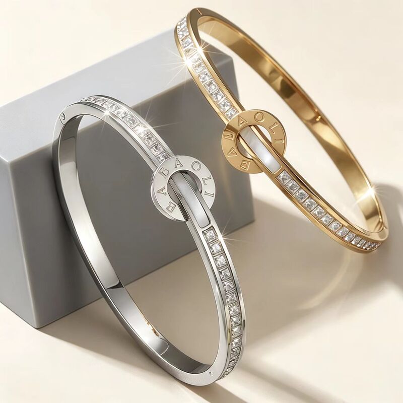 New Trendy Cross-Border Fashion Bracelet, Light Luxury Zircon-Encrusted Bracelet, Same Style as Popular European and American Influencers, Daily Open Bracelet New Trendy Cross-Border Fashion Bracelet, Light Luxury Zircon-Encrusted Bracelet, Same Style as Popular European and American Influencers, Daily Open Bracelet