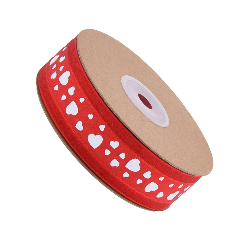 Clásico coreano doble poliéster cinta de nieve impresa cinta de amor cinta de decoración de embalaje cinta DIY clip de pelo cinta de seda roja