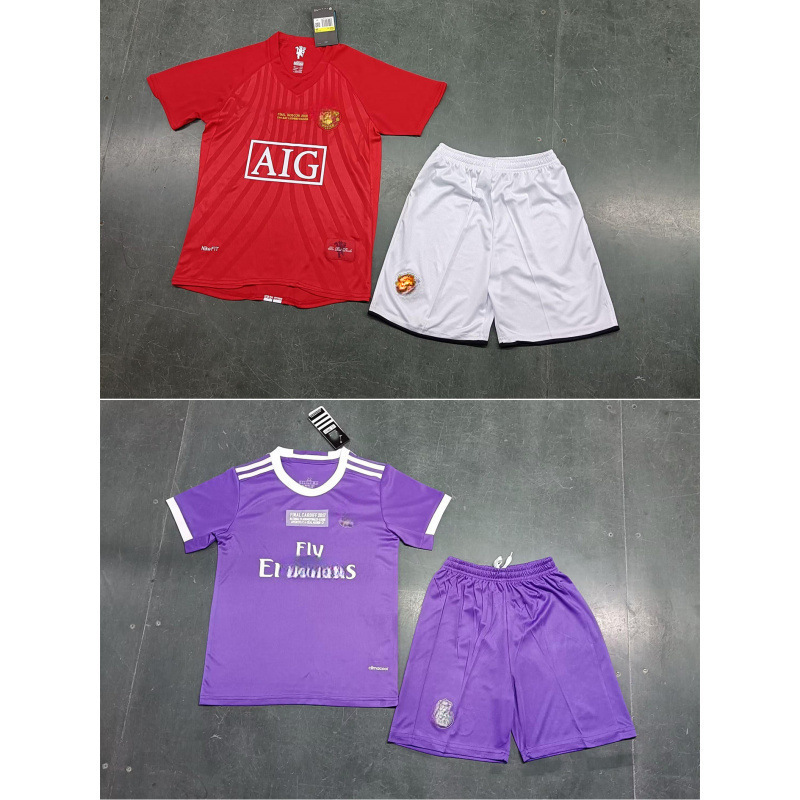 Trajes de fútbol retro transfronterizos trajes de ropa infantil Barça camiseta de manga corta Inter Brasil Argentina uniformes de juego AC