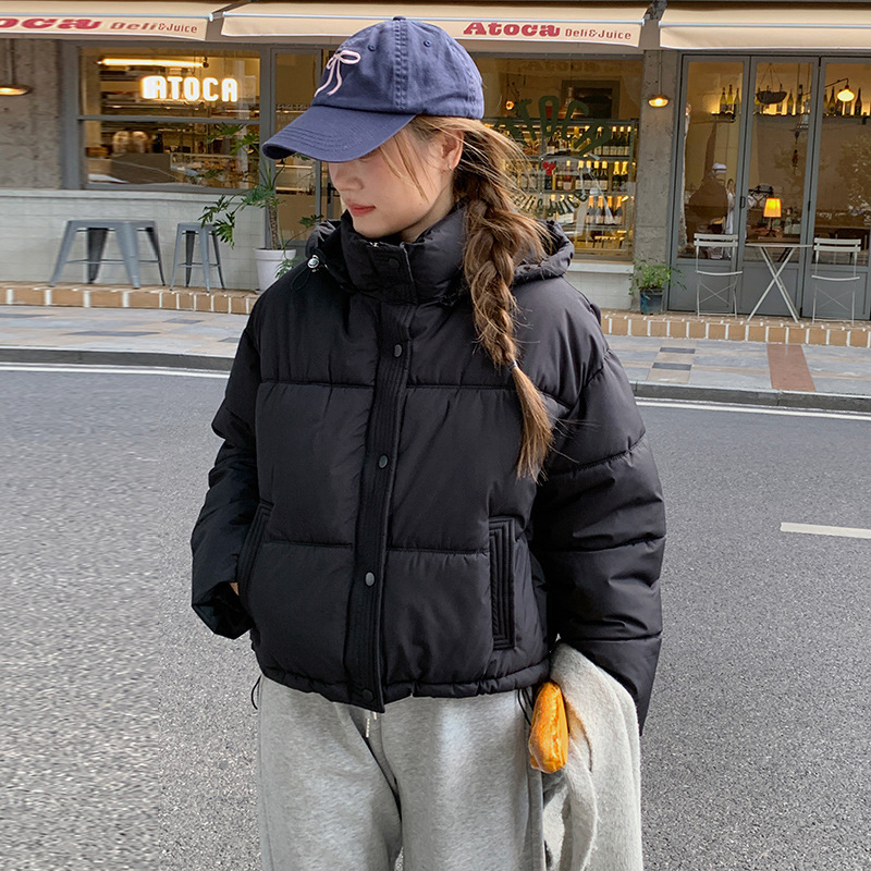 棉服女2025冬跨境新款棉服连帽设计感宽松洋气时尚百搭学生面包服|undefined