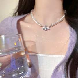 西太后土星珍珠项链轻奢小众锁骨链女夏高级感气质颈链配饰批发
