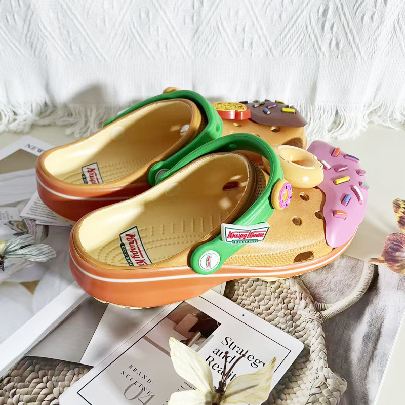 Kajia Collaboration Trendy Donut-Shaped Clogs for Men and Women, Beach Fashion Accessories, Supports Dropshipping, Cartoon Design Kajia Collaboration Trendy Donut-Shaped Clogs for Men and Women, Beach Fashion Accessories, Supports Dropshipping, Cartoon Design